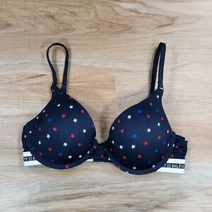 💜Tommy Hilfiger Blue Star Print Micro Push-up Bra 34C
